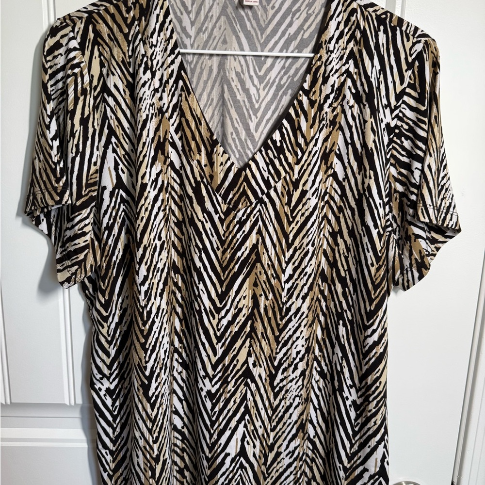 JM Collection Zebra Print V-Neck Blouse